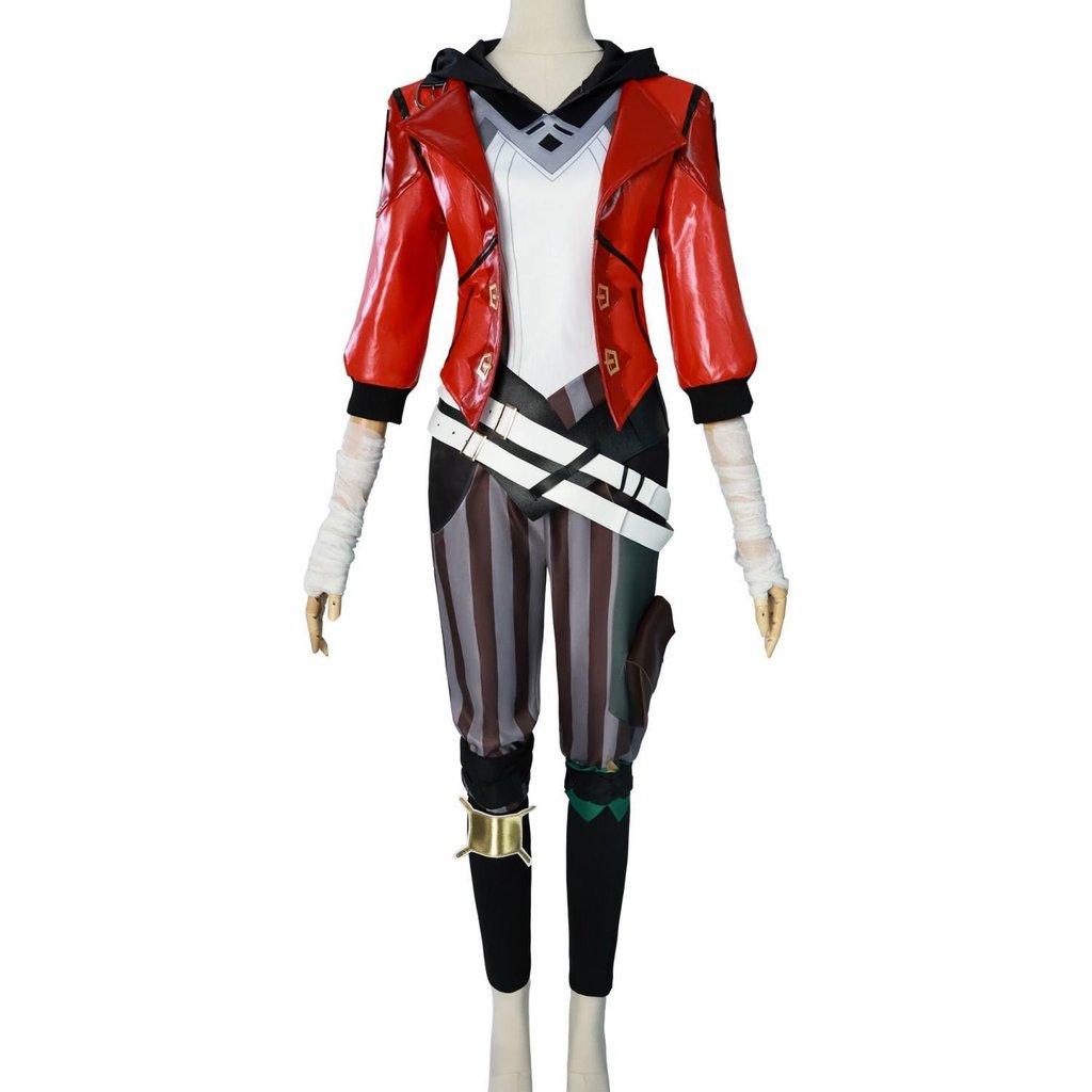 Trang phục cosplay Vi Arcane, áo da đỏ, hóa trang game, chất lượng, phong cách, đẹp