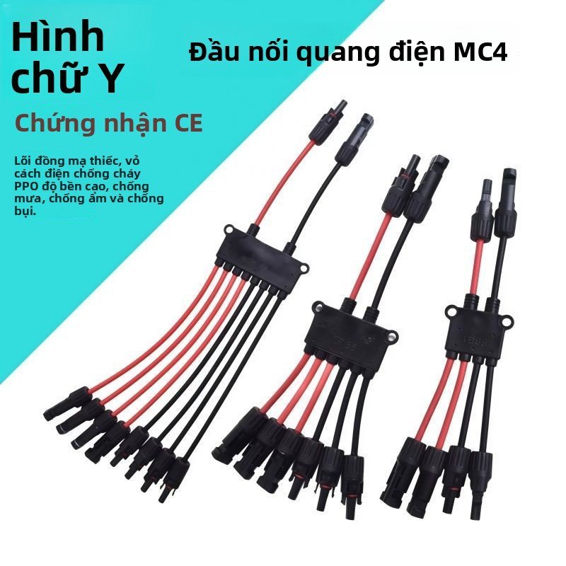 Đầu nối chữ Y MC4 năng lượng mặt trời đỏ đen cáp 2-4mm, chống nước