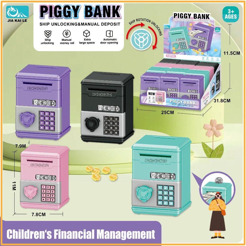 Lợn tiết kiệm đồ chơi trẻ em, Mật khẩu Mini Hộp tiết kiệm tiền, ATM Đồ chơi tiết kiệm tài chính Ngân