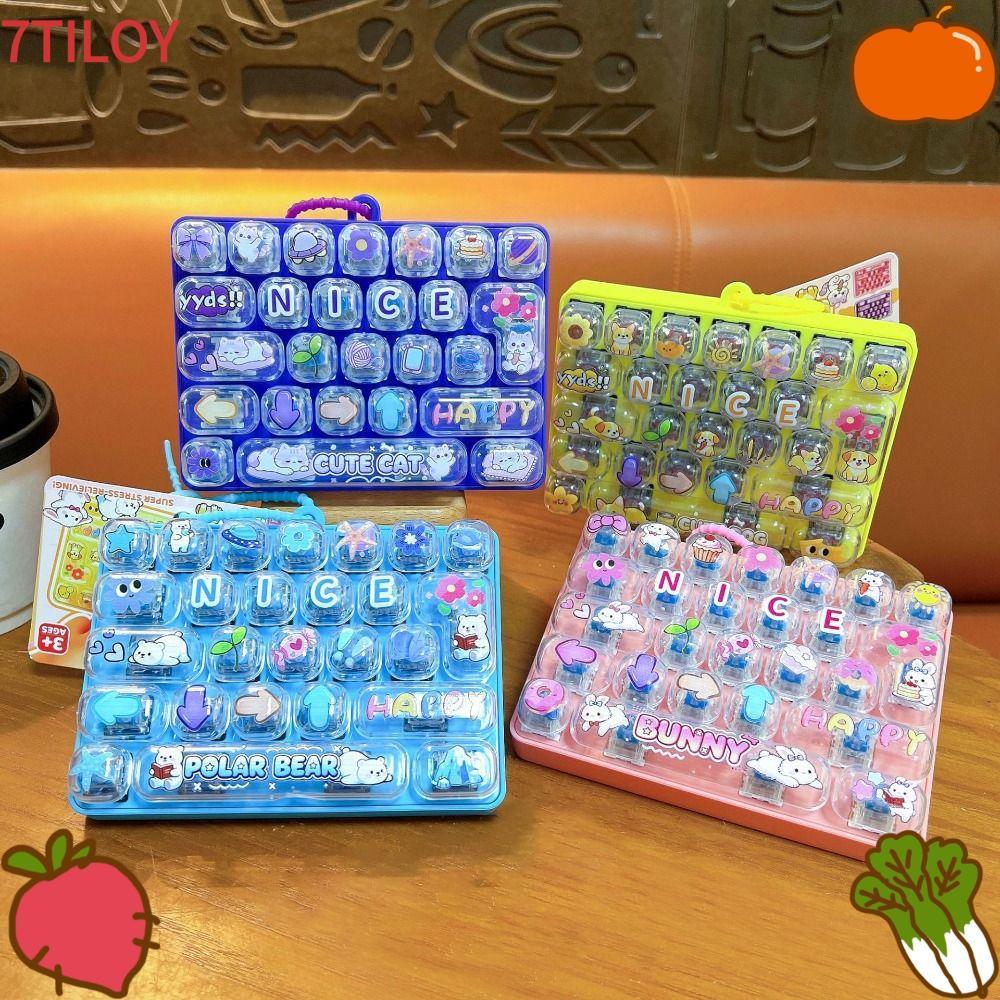 7TILOYSHOP Đồ chơi Fidget giảm căng thẳng, Bàn tay thư giãn Keycap Clicker Fidget Móc khóa bàn phím,