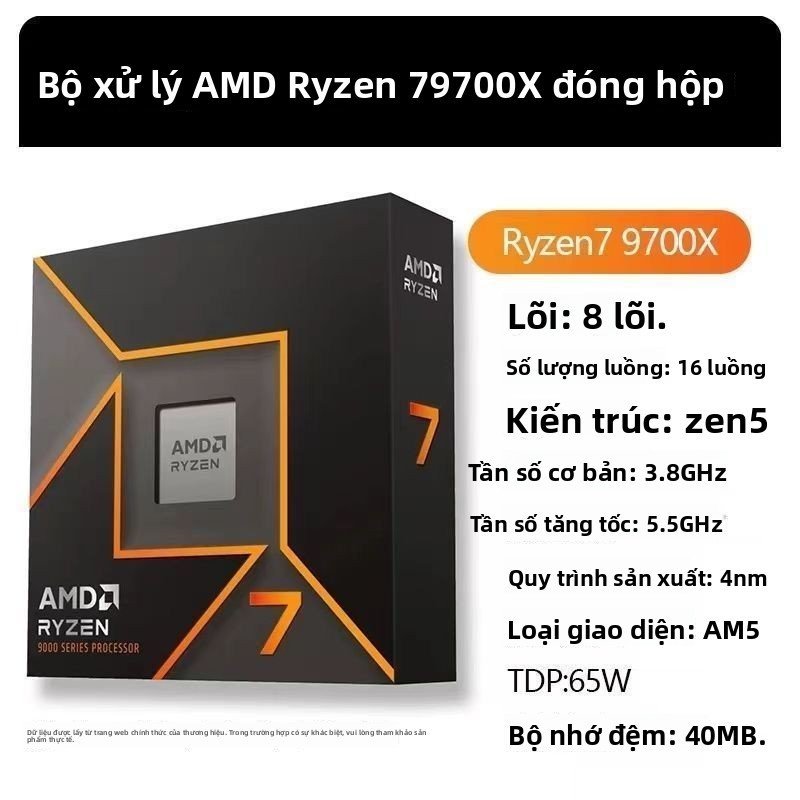 CPU AMD Ryzen 7 9700X hộp mới, dòng 9000 series, cho PC desktop, hiệu năng vượt trội, bán chạy