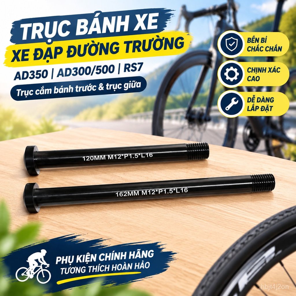 Trục bánh trước xe đạp đường trường AD350 AD300/500/RS7, trục hợp kim nhôm bền đẹp