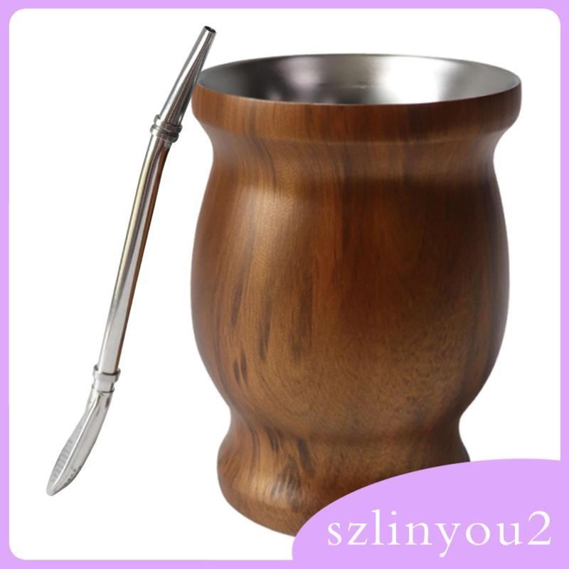 Yerba Mate Cup Đôi Tường Di Động Bằng Thép Không Gỉ Yerba Bầu Bộ Cốc Trà Chuyên Nghiệp Mate Bầu Cho 