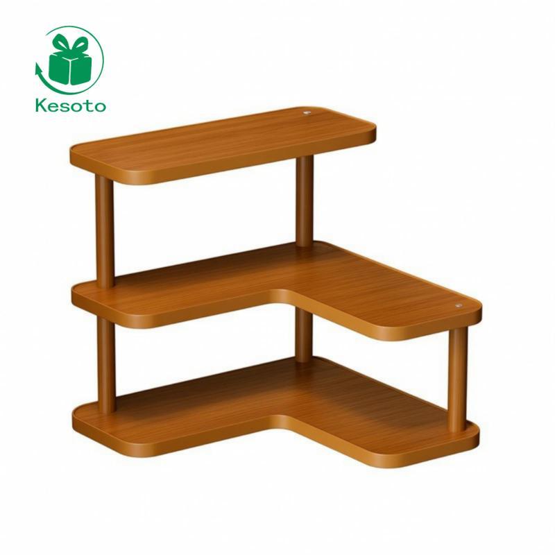 Kệ góc 3 tầng tiết kiệm không gian | Kệ góc, tầng có kệ gỗ, để bàn