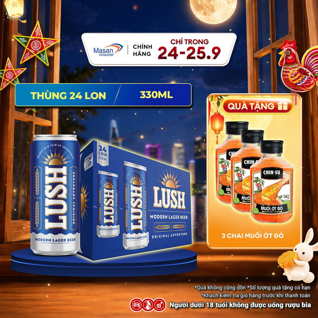 Bia LUSH cao cấp - Bia êm dễ uống - Thùngx24 Lon 330ML (ABV 4,5%)
