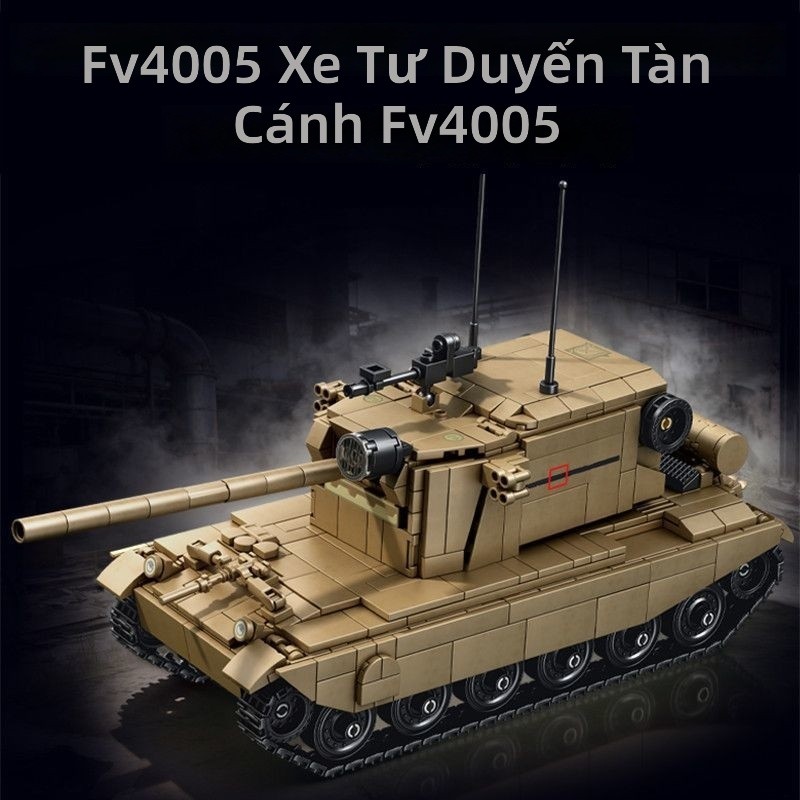 Đồ chơi lắp ráp xe tăng FV4005 mô hình quân sự chi tiết tháp pháo nòng súng đôi anten đồ chơi xếp hì