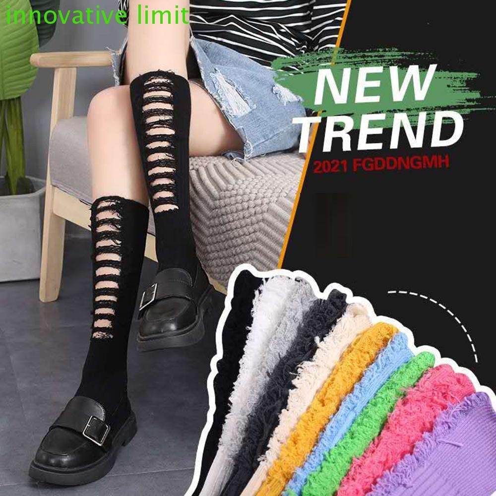 Beggar Tất Cotton Màu Trơn Phong Cách Đường Phố và Gothic