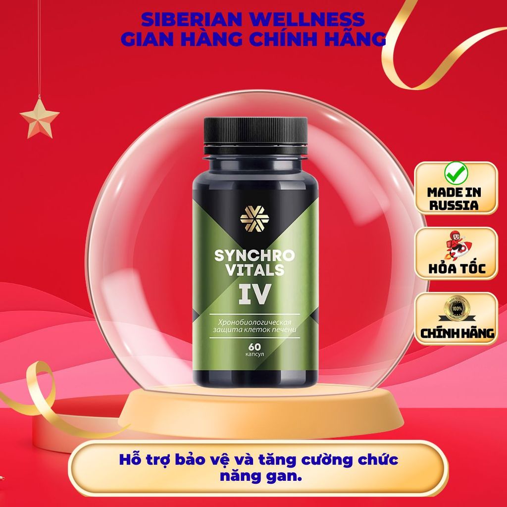 Thực phẩm Siberian Wellness Synchrovitals IV, Hỗ trợ bảo vệ chức năng gan khỏe mạnh, chai 60 viên