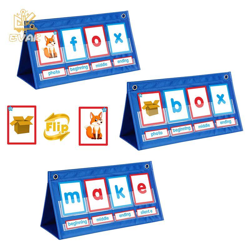 Alittlesetrtu Word Building Desktop Tent Cards Set CVC Words Phonics Games Chart Mẫu Giáo Đánh vần Đ