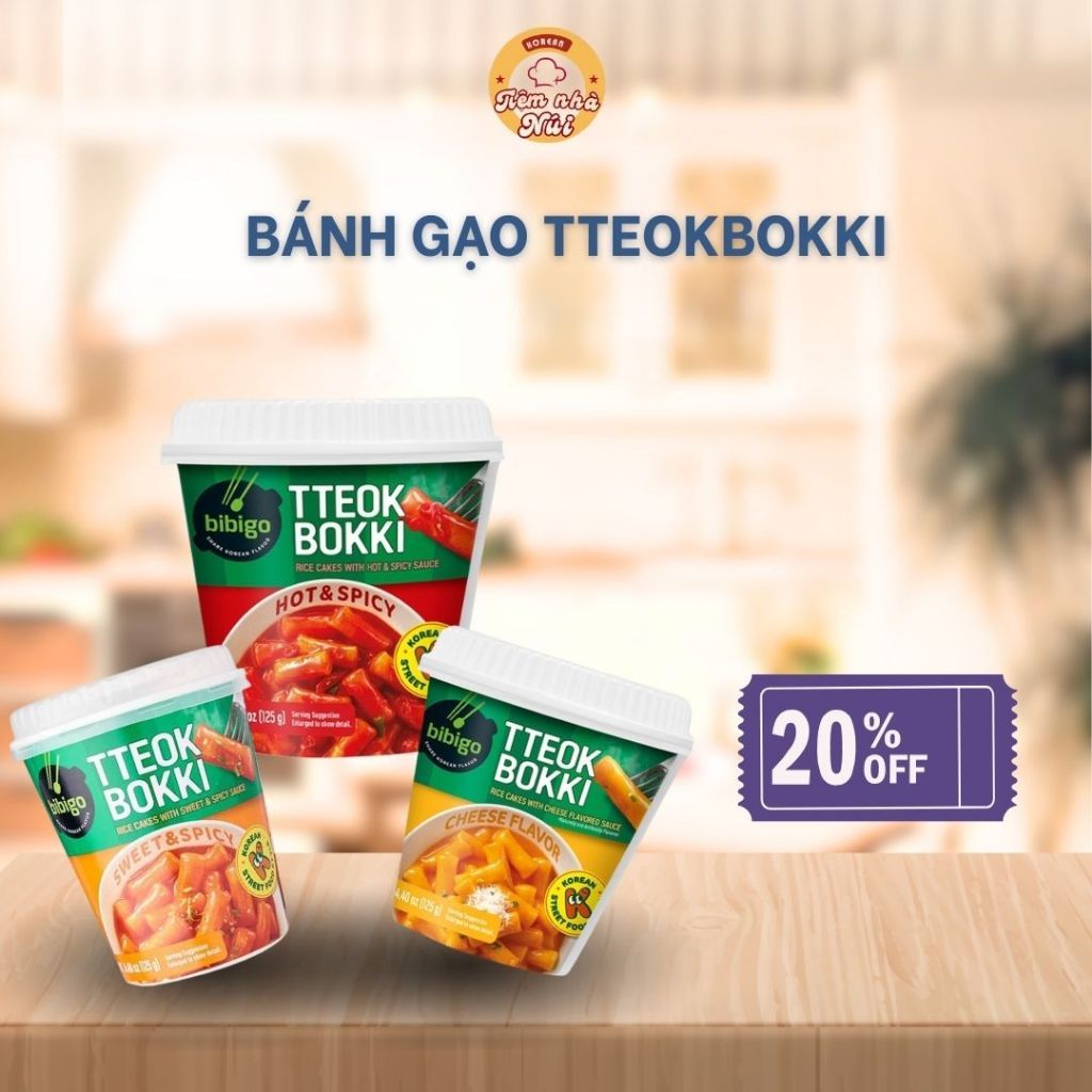 Tteokbokk Bánh Gạo Bibigo CJ FOODS Vị Cay Ngọt (Xả kho bán lỗ), Phô Mai, Cay - Hộp 125g