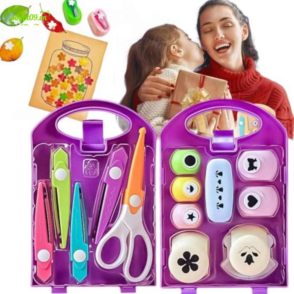 PTKFPT09 DIY Puncher Craft Set, DIY Projects Plastic Kids Craft Hole Punch Shapes Set, Hot Manual Wi