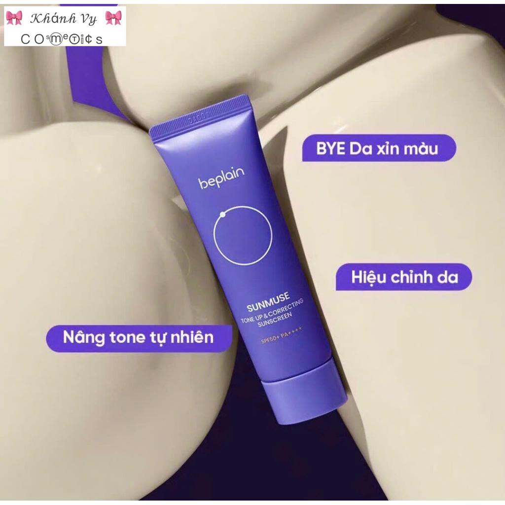 Beplain Kem Sunmuse Tím KCN SPF 50+ PA++++ Nâng Tone & Hiệu chỉnh Da Foundation-Free 50ml