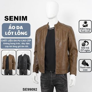  Áo khoác da lót lông nam áo da pu cao cấp phong cách biker chất liệu dày dặn mềm mại Se9909 