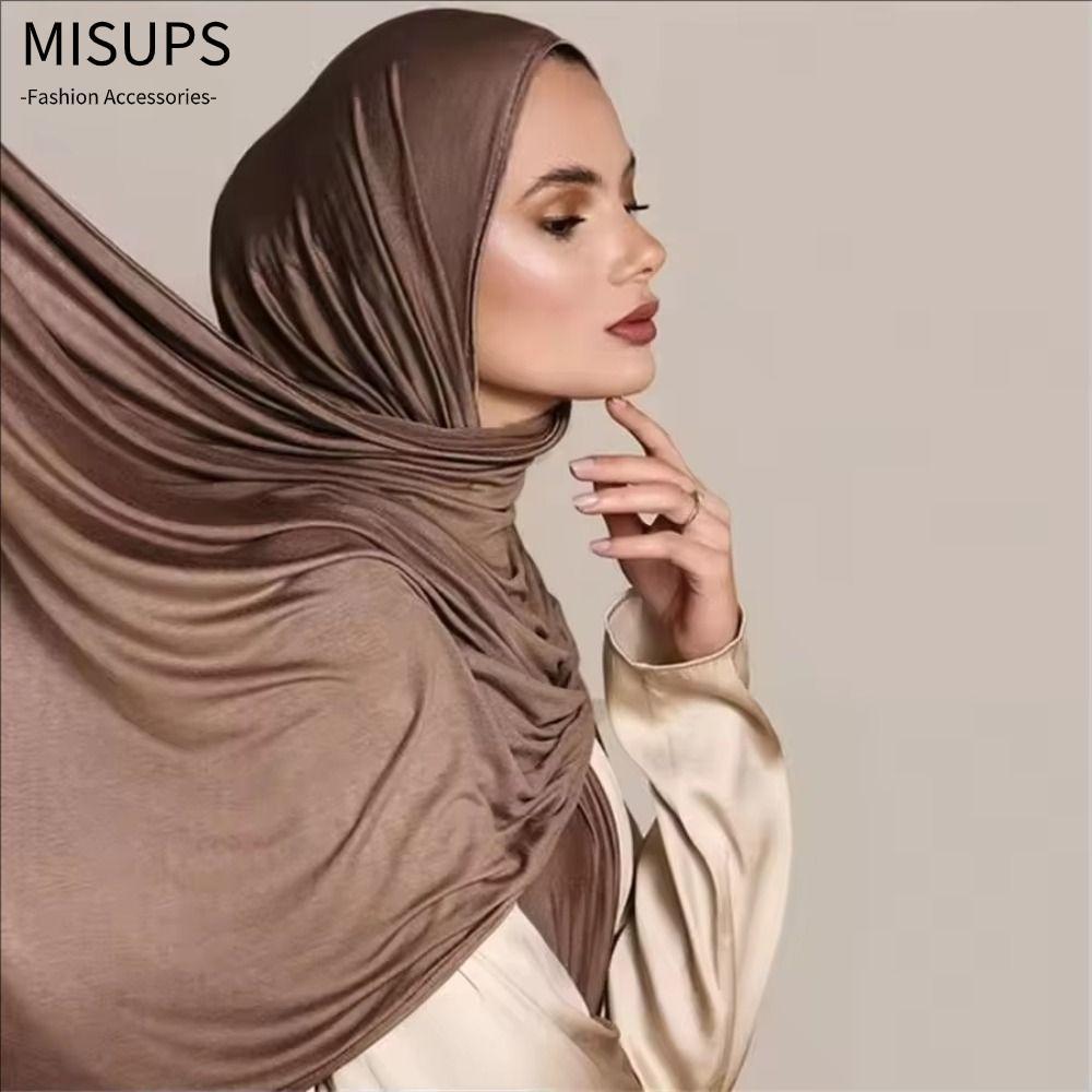 MISSIPS Plain Hijab, Khăn Hijab dài Modal Cotton, Thời trang 170x60cm Áo thun mềm Hijab Nữ
