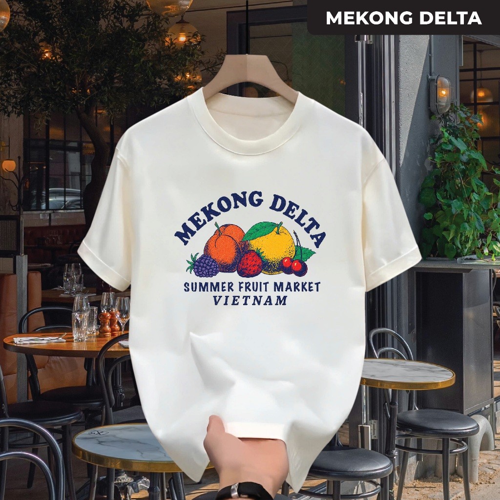 Áo thun cổ tròn Nam nữ Cotton TC mẫu MEKONG DELTA - Du lịch Việt Nam unisex vải xịn 4 chiều co giãn