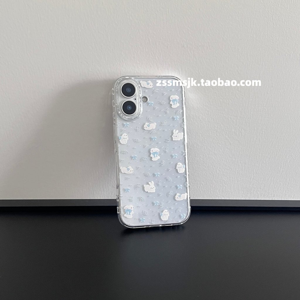 Ốp điện thoại này là gì?Hoạt Hình Hoạt Hình Dễ Thương Nút Xanh Chơi Thỏ iPhone17 Túi Đựng Điện Thoại