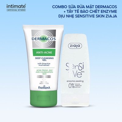 Combo Sữa Rửa Mặt Farmona Dermacos Anti Acne Deep Cleansing Gel 150ml Và Tẩy Tế Bào Chết Enzyme ZIAJA 60ml
