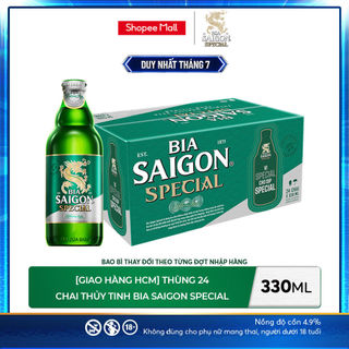 [HỎA TỐC HCM] Thùng 24 chai thủy tinh Saigon Special 330ml - Nồng độ 4.9%