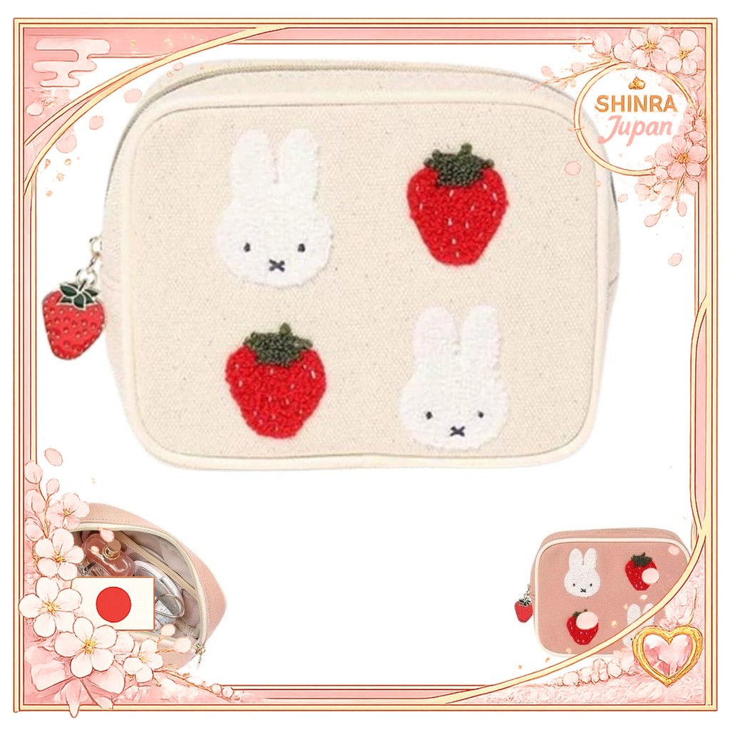 《Direct From Japan》  Storage pouch, makeup pouch, mini wallet, accessory case, easy to carry, strawb