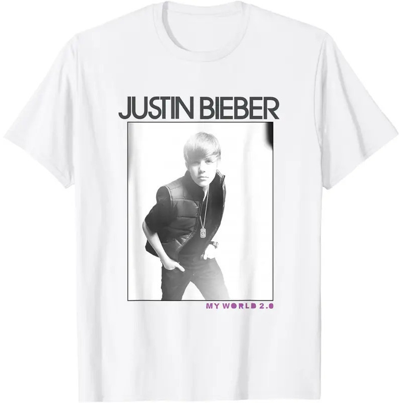 Justin Bieber My World 2.0 Hình Ảnh Áo nam Nữ Cotton Quần Áo Thời Trang Tay Ngắn Y