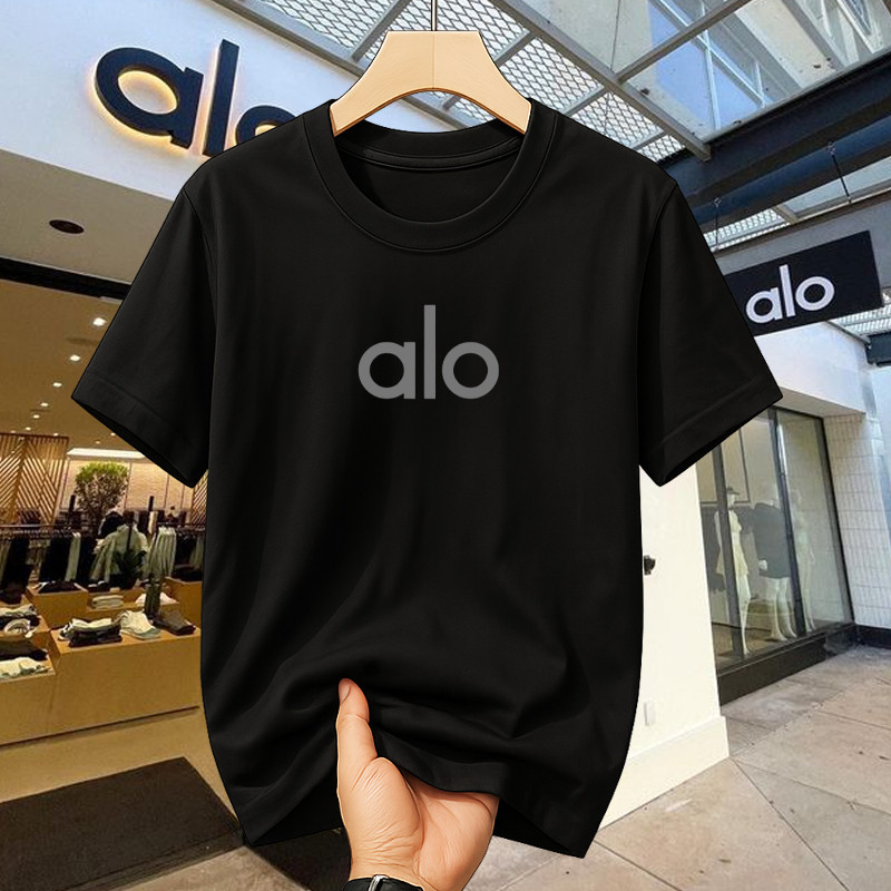 ALO Logo Lớn Áo Thun Unisex Vải Cotton Chất Lượng Cao Áo nam Nữ 9831