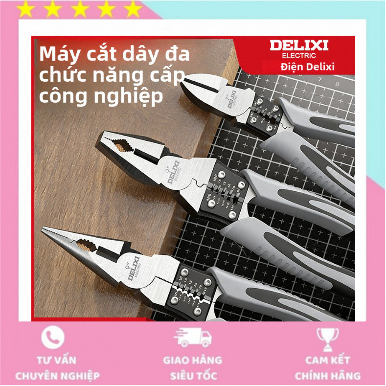 Kìm đa năng Delixi Electric, kìm cắt dây điện gia dụng, kìm mũi nhọn, kìm thợ điện.