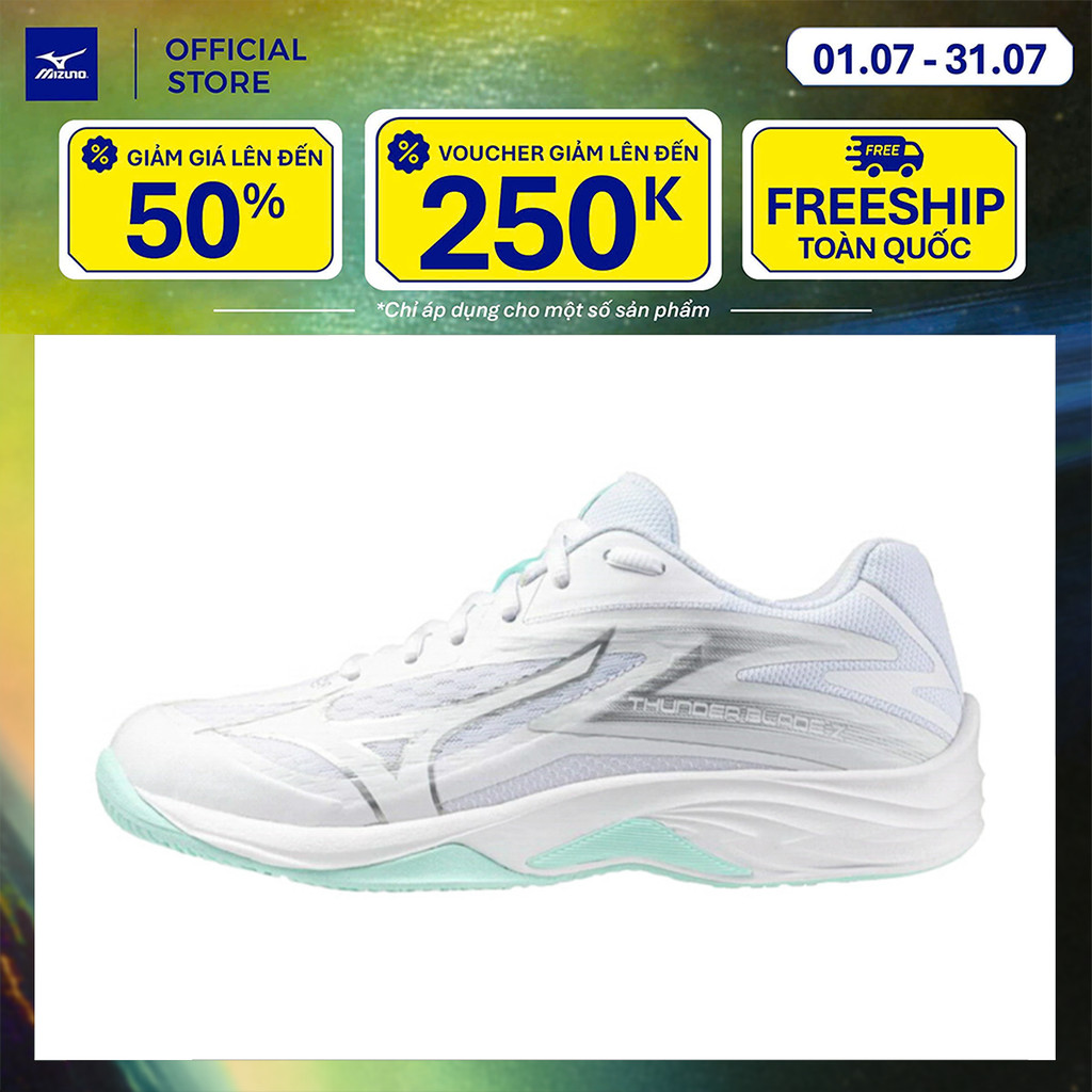 Giày Bóng Chuyền Trong Nhà Nữ Mizuno Thunder Blade Z - Trắng Xanh Mint - V1GC237040
