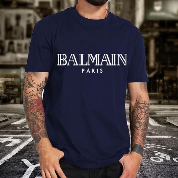 Áo thun polyester thông thường mùa hè | Thiết kế Balmain | Khô nhanh & thoáng khí | Áo thun in họa t