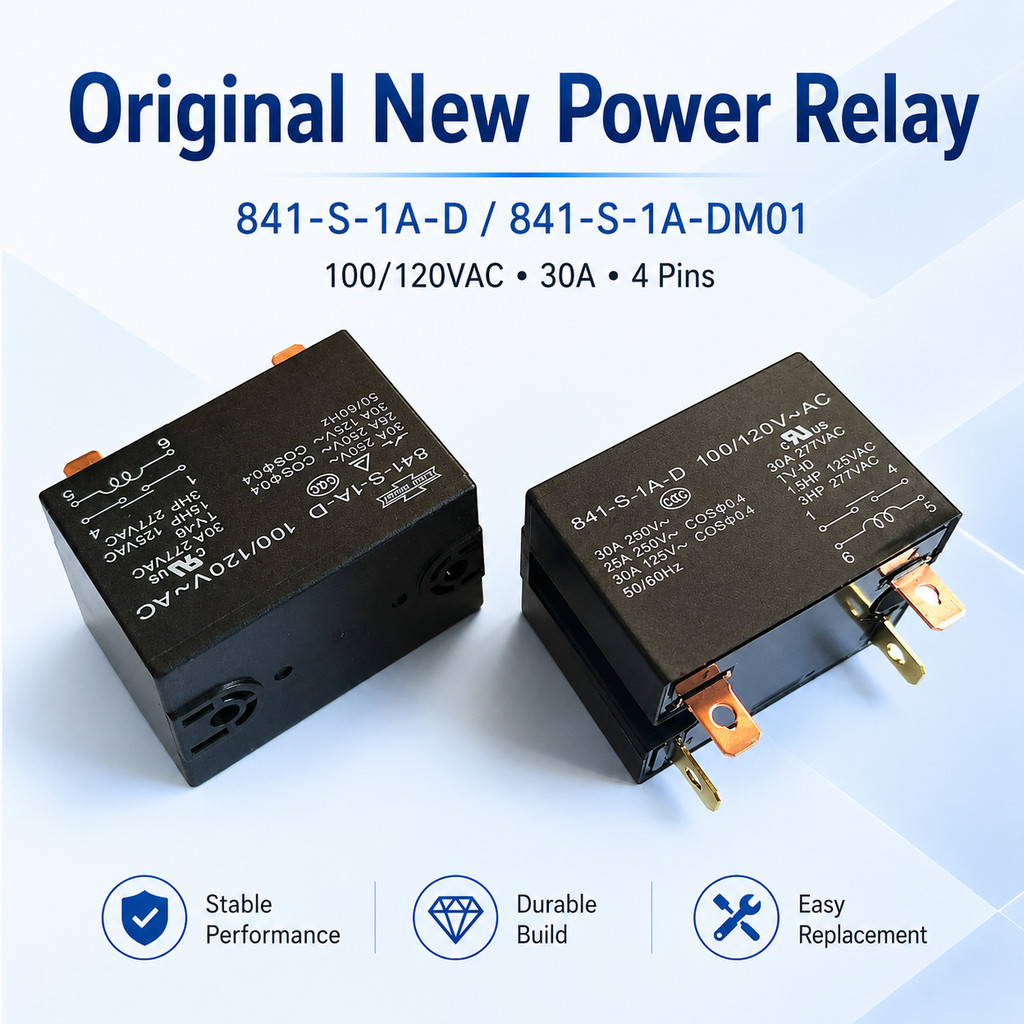 Rơle nguồn 841-S-1A-D 841-S-1A-DM01 841-S-1A-D-100 / 120VAC 841-S-1A-D-M01-100 / 120VAC 4PINS 30A 10