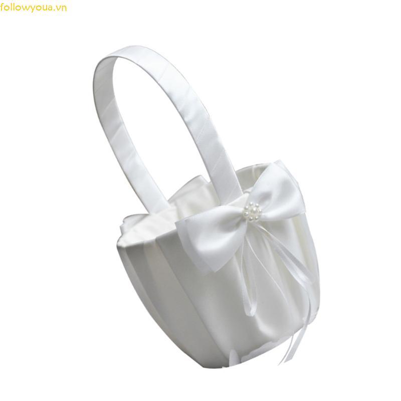Giỏ trang trí tiệc Fol Giỏ dịp đặc biệt Giỏ hoa Satin trắng quyến rũ