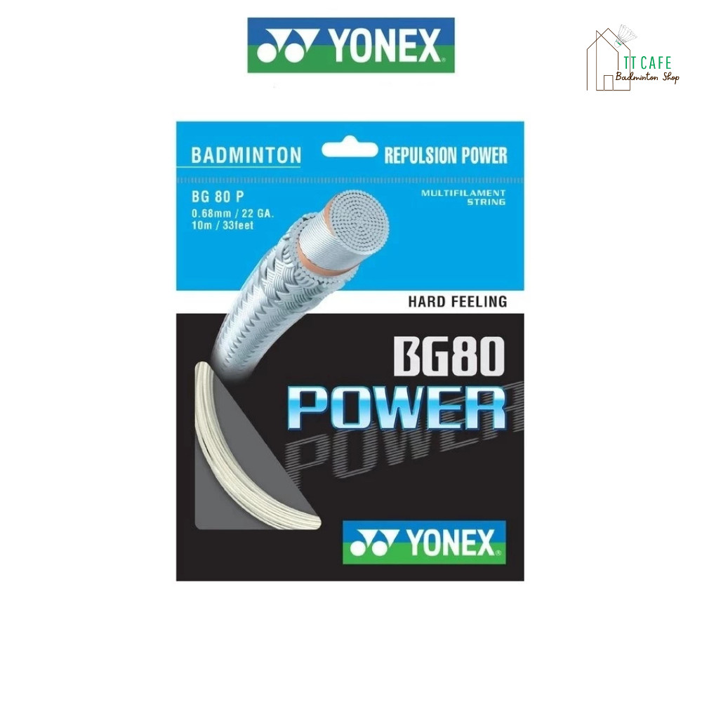 Dây cầu lông YONEX BG80 POWER Kích thước sợi bện 0,68 Mm. Kết hợp 2 loại sợi dẫn đến sợi chất lượng 
