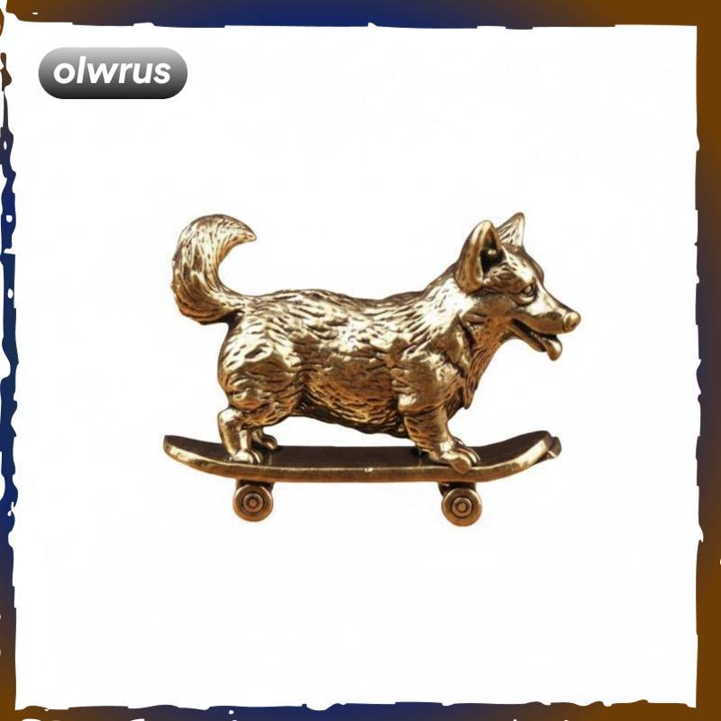 Corgi trên Ván Trượt Trang Trí Thủ Công Đồng Corgi Hình Tượng Phong Cách Cổ Điển Trượt Ván Chó Tượng