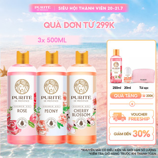 [Bao Bì 2025] Sữa Tắm Purité Hương Hoa Anh Đào 500ML & Hoa Hồng 500ML & Hoa Mẫu Đơn 500ML