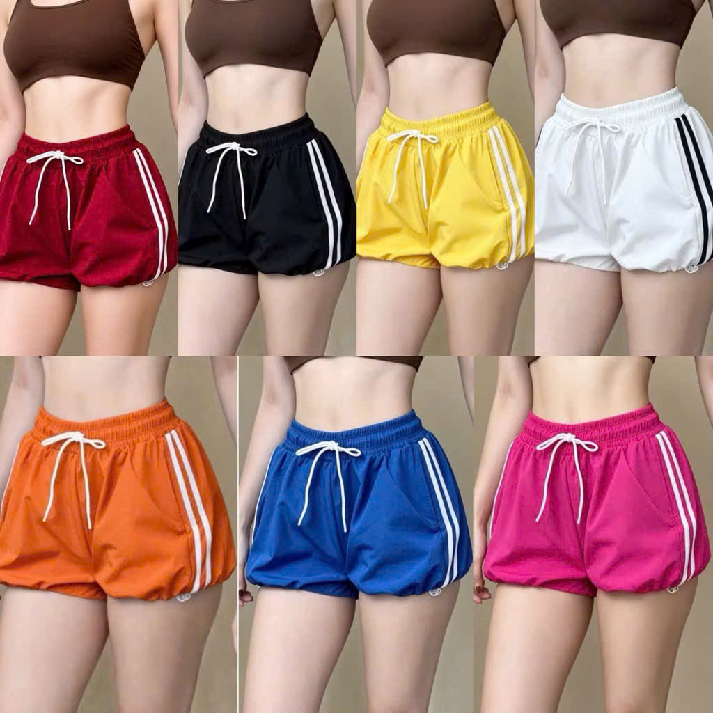 [Có lớp lót trong] Quần short gió cạp chun dáng bí có dây rút tập gym, aerobic , stephi, pilates