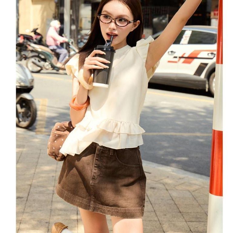 Chân váy jean ngắn nữ lưng cao THE C.I.U, váy denim dáng A basic trẻ trung – Ego Skirt
