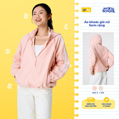 Áo Khoác Gió Nữ YODY Dáng Rộng Phối Dây Dệt, áo khoác bomber WCWC25F014