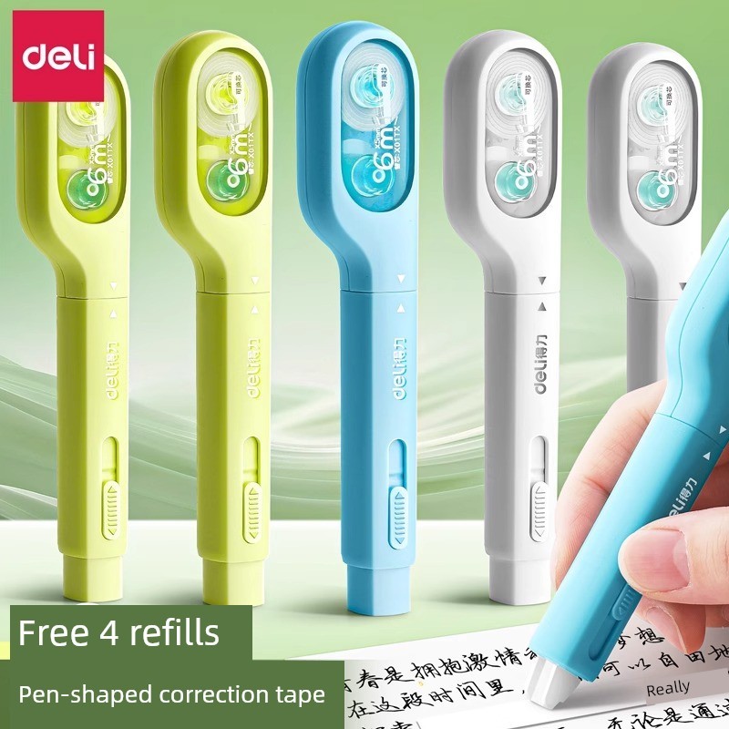 Deli pen type correction tape for junior high school students small toothbrush mute correction tape 