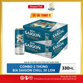 Nồng độ cồn 4.6% - Combo 2 Thùng 20 lon Bia Saigon Chill 330ml