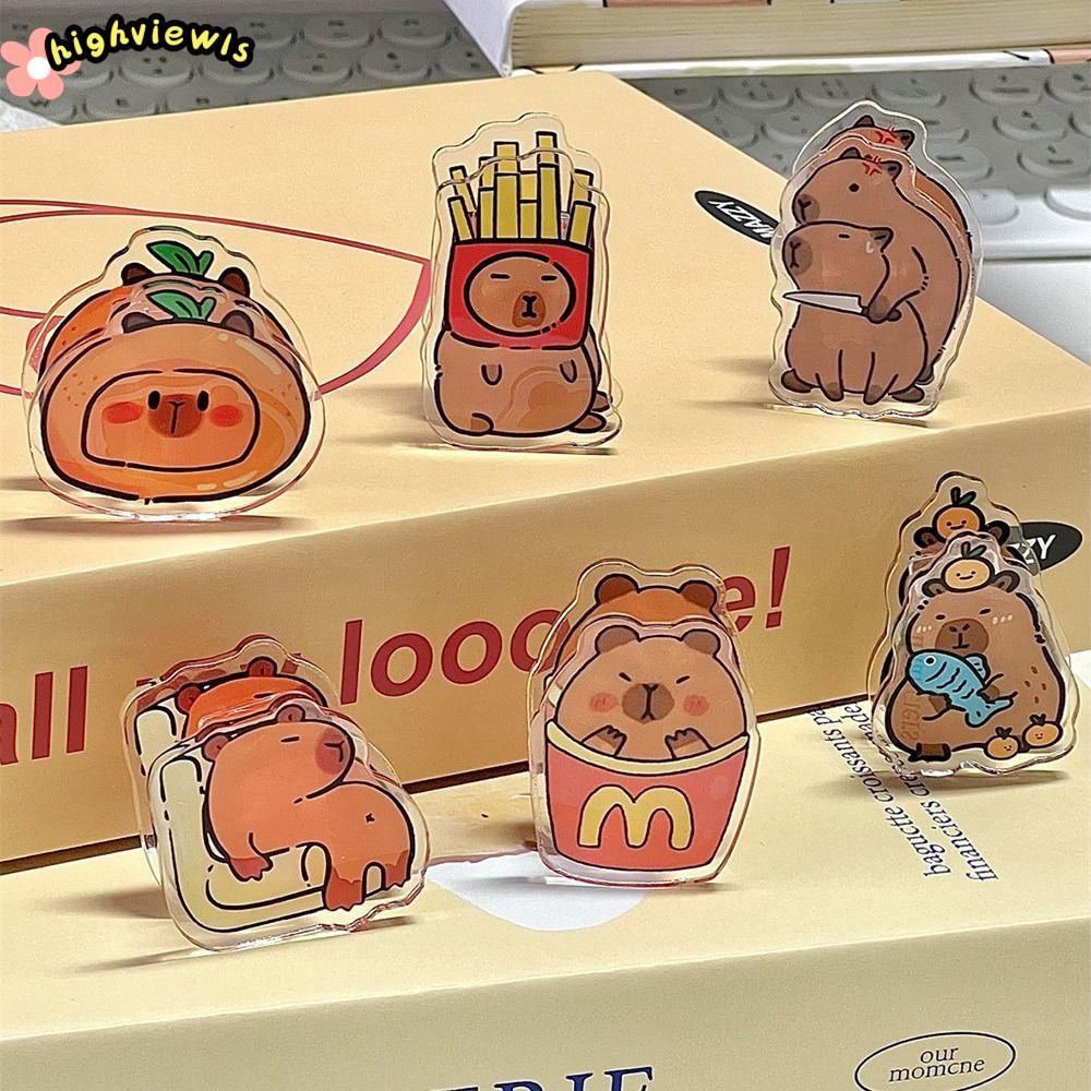 Kẹp chất kết dính ảnh HIGHVIEWLS, Kẹp acrylic Capybara hoạt hình văn phòng phẩm, Kẹp giấy thử nghiệm