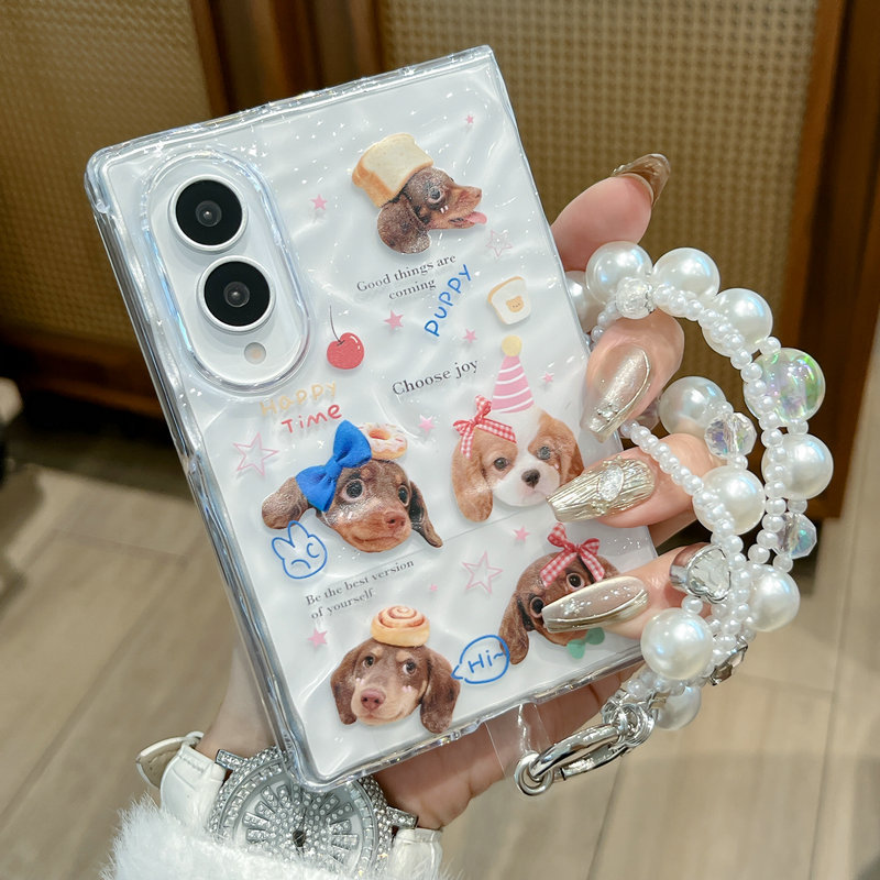 Ốp điện thoại gấp cho Samsung Galaxy Z Fold8 Emoji Cat Dog Bracelet Vỏ điện thoại tpu cứng