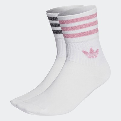 adidas Phong cách sống Bộ 2 Đôi Tất Nhũ Cổ Trung Nữ trắng HK0301