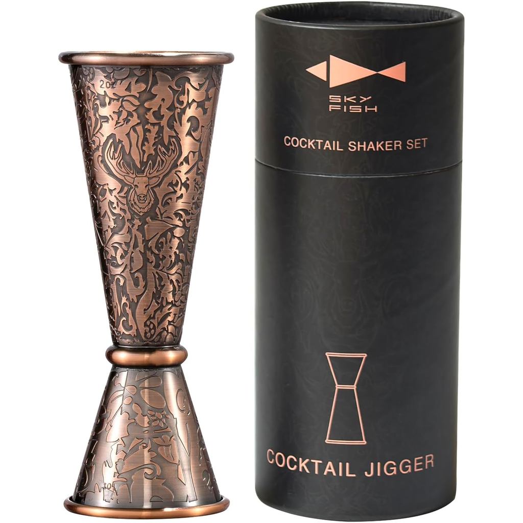 SKY FISH 3D Relief Cocktail Double Japanese Jigger 1/2oz, 3/4oz, 1oz, 1 1/2oz và 2oz, họa tiết đầu h