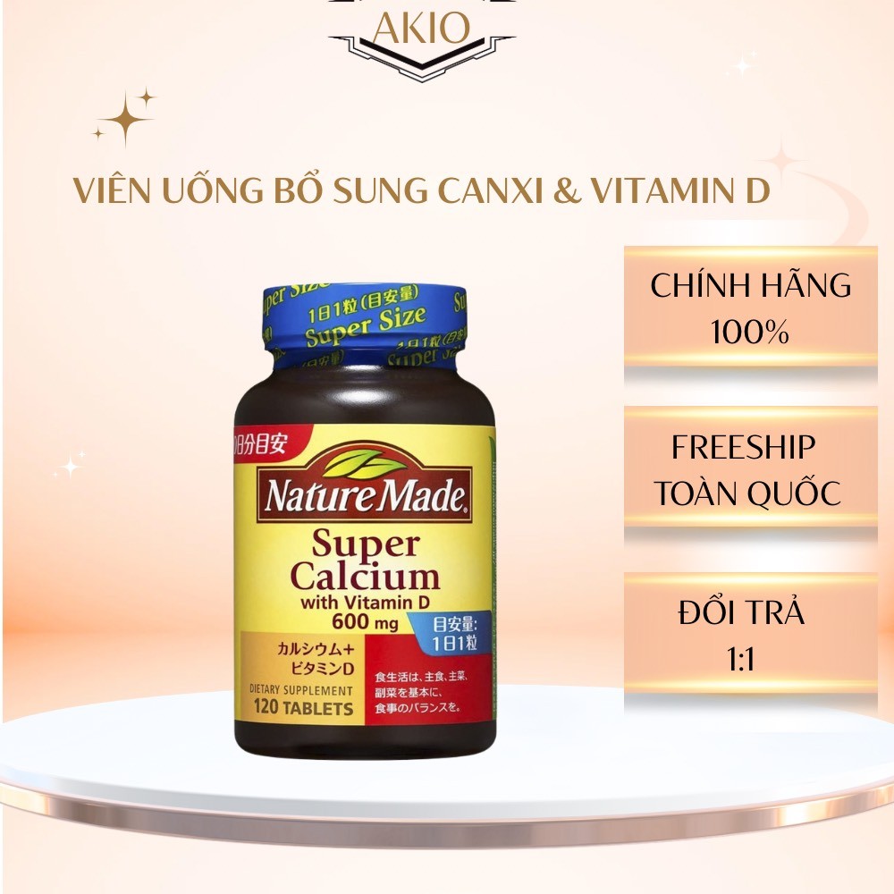 Viên uống Nature Made Super Calcium bổ sung Canxi; Vitamin D Nhật bản Hộp 120 viên.