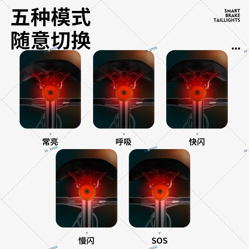 New Product#Bicycle rear light, intelligent brake sensor light, cycling equipment, mountain bike, ro