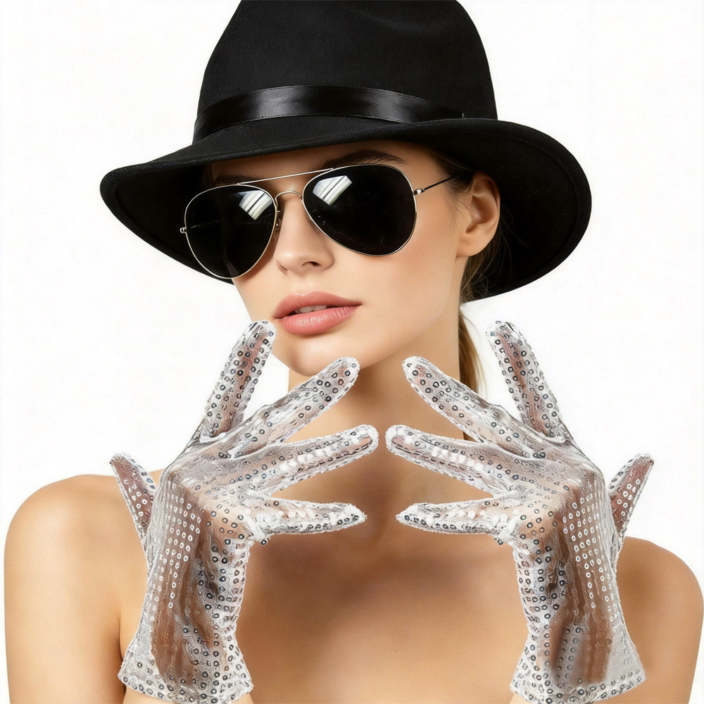 Bộ trang phục Gangster Michael Jackson & 1920s – Găng tay Sequin Top Hat Tie, Roaring 20s Gatsby Maf