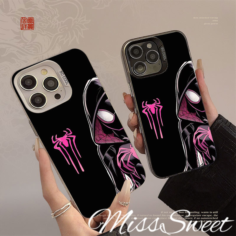 Ốp điện thoại cứng chống sốc cho iPhone 17 16 15 14 13 12 11 Pro Max 7 8 Plus X XR XS Max Pink Spide