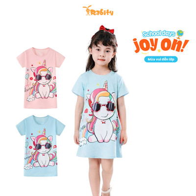   Đầm thun tay ngắn Pony bé gái Rabity 950.071