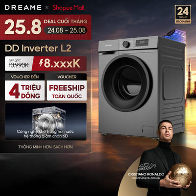 [Lắp đặt 0đ HCM&HN] Dreame DD Inverter L2 Máy giặt cửa trước | Hệ thống giảm chấn 6D  | Công nghệ khử trùng hơi nước
