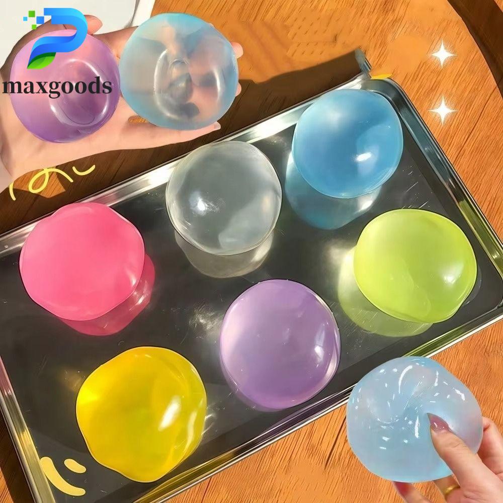 MAXGOODS Ball Đồ chơi bóp phục hồi nhanh, Bóng mực dầu dừa mềm màu xanh, Quà tặng Jelly trong suốt Đ