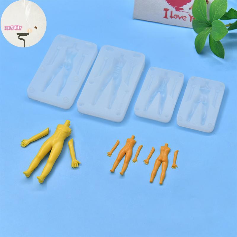 XOITR 1 Bộ Đất Sét Polymer Nam Búp Bê Cơ Thể Torso Khuôn Silicon Fondant / Nhựa Đất Sét DIY Búp Bê Đ